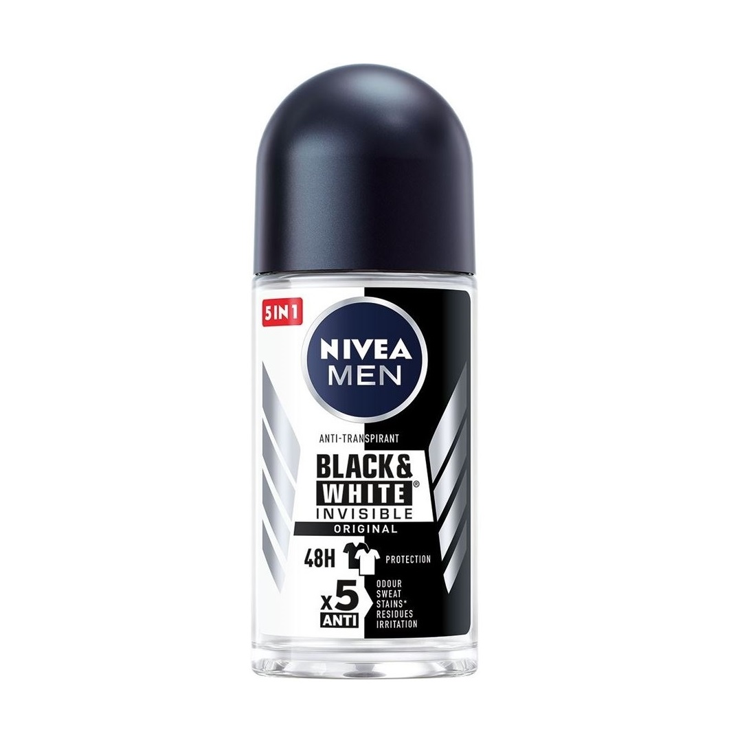 رول ضد تعریق مردانه نیوآ مدل Black And White Invisible original حجم 50 میلی لیتر ا Nivea Black And White Invisible original Roll-On Deodorant For Men 50ml رول ضد تعریق مردانه نیوآ مدل Black And White Invisible original حجم 50 میلی لیتر ا Nivea Black And White Invisible original Roll-On Deodorant For Men 50ml