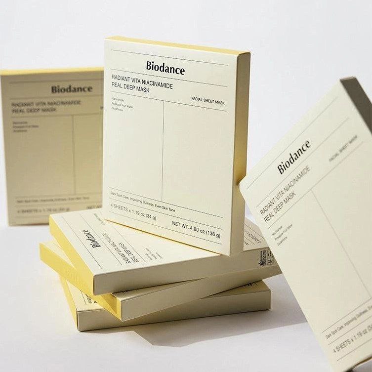 ماسک ورقه ای روشن کننده نیاسینامید بایودنس ماسک ورقه ای روشن کننده نیاسینامید بایودنس