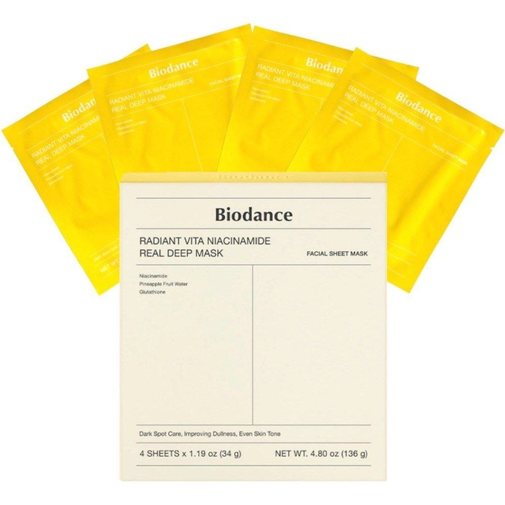 ماسک ورقه ای روشن کننده نیاسینامید بایودنس ماسک ورقه ای روشن کننده نیاسینامید بایودنس