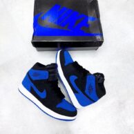 کتونی نایک ایر جردن وان زنانه مدل ساقدار آبی مشکی مخملی